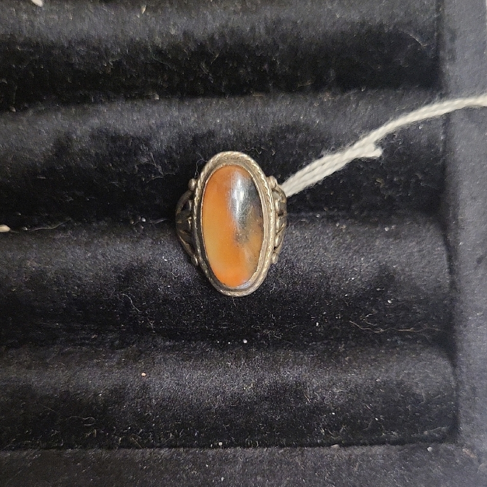 Old Native American Pawn Jasper Ring In Sterling Silver. Mint Condition